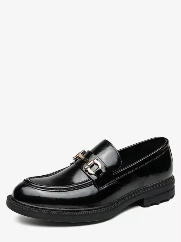 Mocassins à mors pour hommes chaussures à enfiler en cuir à bout rond épais