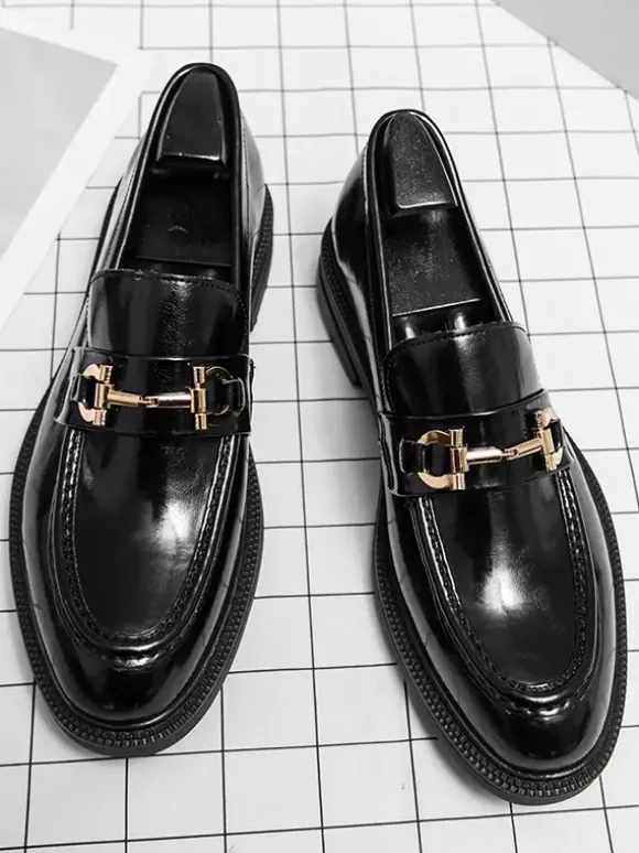 Mocassins à mors pour hommes chaussures à enfiler en cuir à bout rond épais