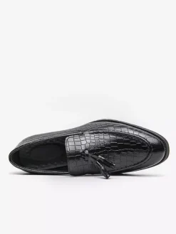 Mocassins à pampilles en cuir pour homme chaussures à enfiler à bout pointu confortables basses antidérapantes pour soirée de mariage