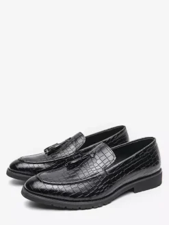 Mocassins à pampilles en cuir pour homme chaussures à enfiler à bout pointu confortables basses antidérapantes pour soirée de mariage