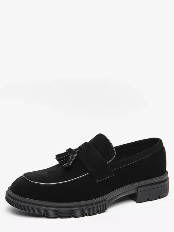 Mocassins à pampilles en daim pour hommes chaussures à enfiler bout rond antidérapantes résistantes à l'usure semelle épaisse