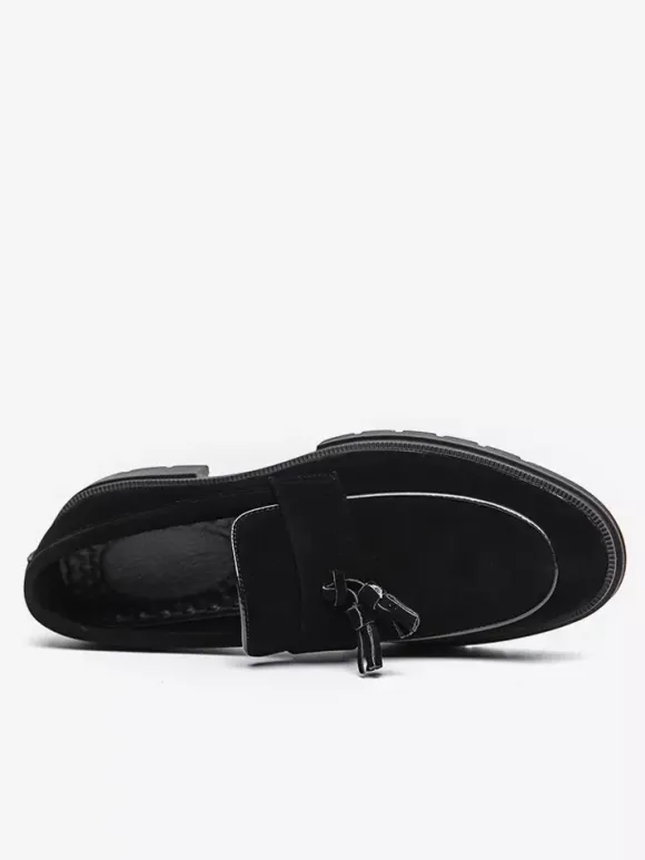Mocassins à pampilles en daim pour hommes chaussures à enfiler bout rond antidérapantes résistantes à l'usure semelle épaisse