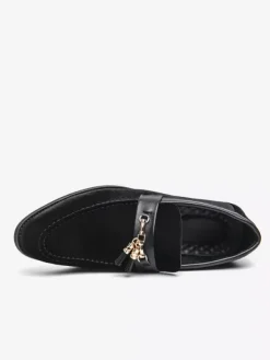 Mocassins à pampilles en velours pour homme chaussures à boucle en métal et corde pour mariage bal de promo