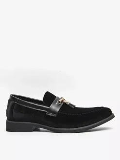 Mocassins à pampilles en velours pour homme chaussures à boucle en métal et corde pour mariage bal de promo