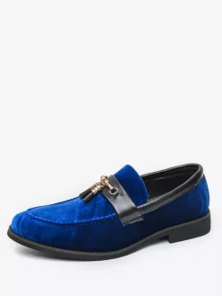 Mocassins à pampilles en velours pour homme chaussures à boucle en métal et corde pour mariage bal de promo