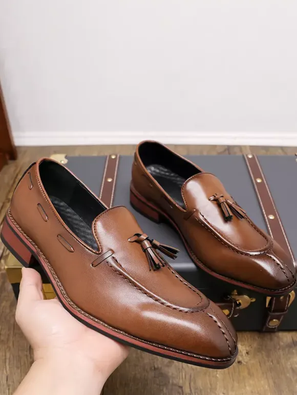 Mocassins à pampilles pour hommes chaussures basses à talons moyens et à enfiler