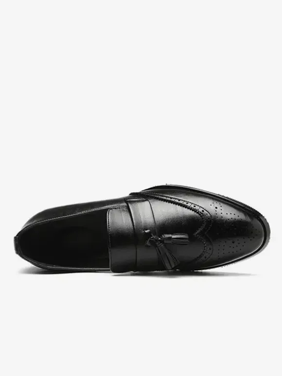 Mocassins à pampilles pour hommes chaussures habillées en cuir à bout pointu à enfiler