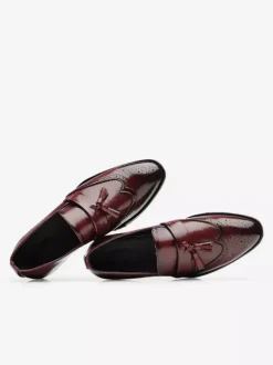 Mocassins à pampilles pour hommes chaussures habillées en cuir à bout pointu à enfiler