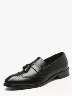 Mocassins à pampilles pour hommes chaussures habillées en cuir à bout pointu à enfiler