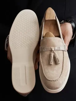 Mocassins à pampilles pour hommes bout rond en daim chaussures de bal et de mariage