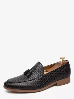 Mocassins à pampilles pour hommes chaussures à enfiler en cuir chaussures à bout pointu talons bas chaussures habillées