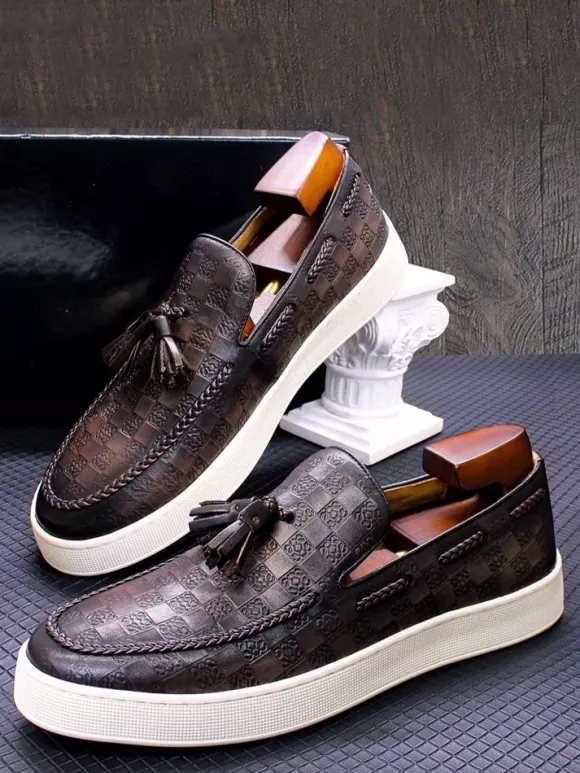 Mocassins à pampilles pour hommes chaussures plates en cuir véritable chaussures de soirée et de banquet