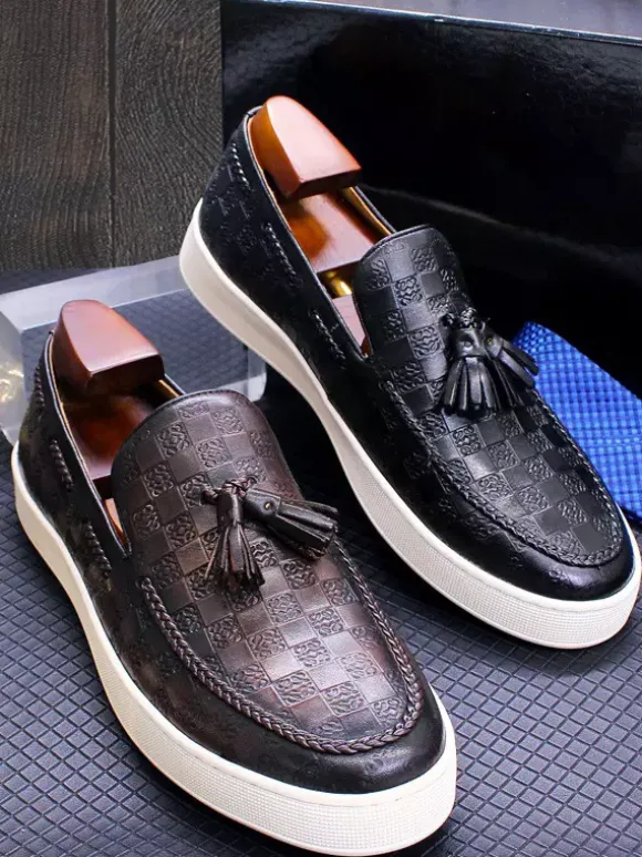 Mocassins à pampilles pour hommes chaussures plates en cuir véritable chaussures de soirée et de banquet