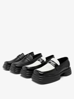 Mocassins à plateforme pour hommes à enfiler à talon épais et bout carré