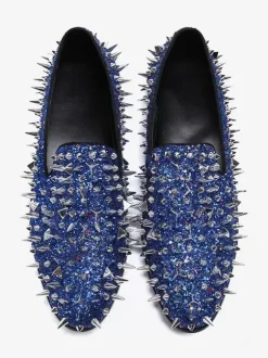Mocassins à rivets et bout rond en cuir synthétique pour homme chaussures de bal de mariage