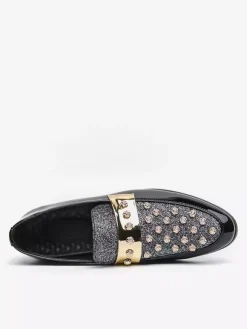 Mocassins à rivets et strass pour homme chaussures décontractées pour soirée boîte de nuit mode