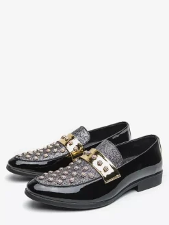 Mocassins à rivets et strass pour homme chaussures décontractées pour soirée boîte de nuit mode