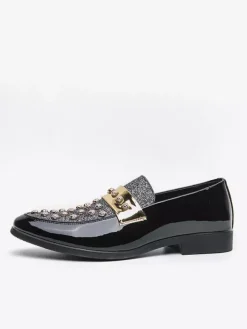 Mocassins à rivets et strass pour homme chaussures décontractées pour soirée boîte de nuit mode