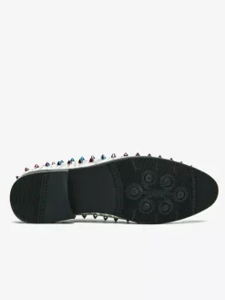 Mocassins à rivets pour hommes à enfiler à bout pointu en cuir végétalien clous décoratifs antidérapants à talon carré décontractés