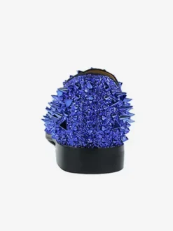Mocassins à rivets pour hommes chaussures à enfiler à pointes à paillettes bleu pour bal de promo mariage