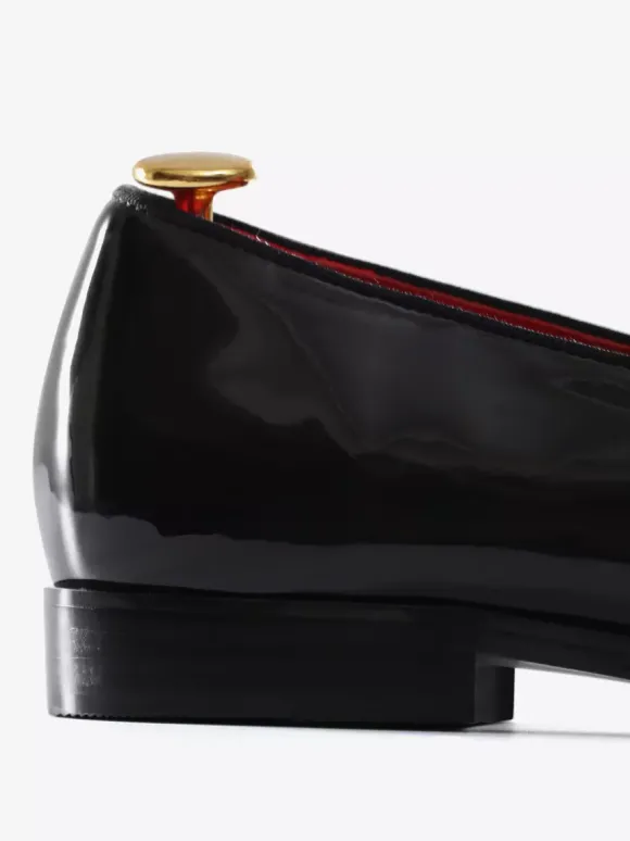 Mocassins belges en cuir verni pour homme à enfiler avec n艙ud bout rond pour smoking bal fête mariage