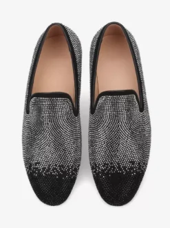 Mocassins Chaussures de Mariage Soirée hommes à enfiler avec strass - Bout rond en micro daim - Chaussures de bal de promo  de mariage