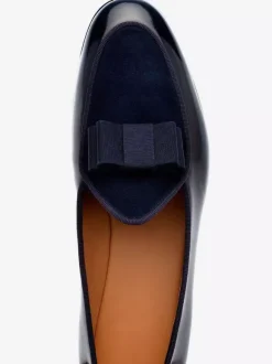 Mocassins Chaussures de Mariage Soirée Homme en Cuir Synthétique Verni avec Noeud Unicolore