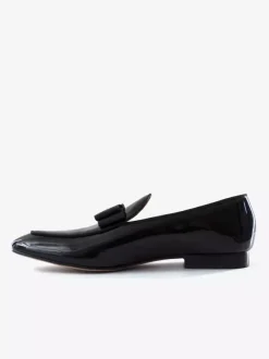 Mocassins Chaussures de Mariage Soirée Homme en Cuir Synthétique Verni avec Noeud Unicolore