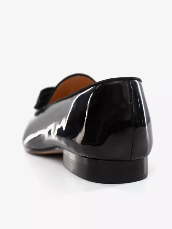 Mocassins Chaussures de Mariage Soirée Homme en Cuir Synthétique Verni avec Noeud Unicolore