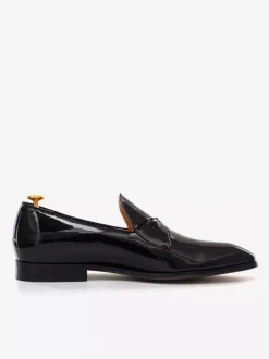 Mocassins Chaussures de Mariage Soirée hommes à bout rond et tige en PU verni