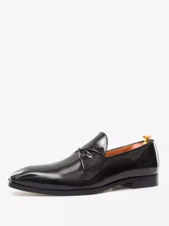 Mocassins Chaussures de Mariage Soirée hommes à bout rond et tige en PU verni