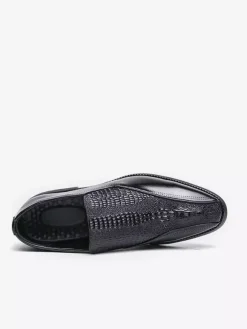 Mocassins classiques à enfiler pour hommes imprimés en cuir talons bas épais chaussures habillées rétro à bout pointu confortables légères et antidérapantes
