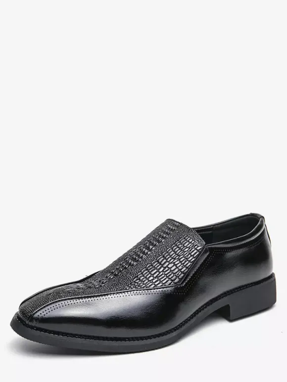 Mocassins classiques à enfiler pour hommes imprimés en cuir talons bas épais chaussures habillées rétro à bout pointu confortables légères et antidérapantes