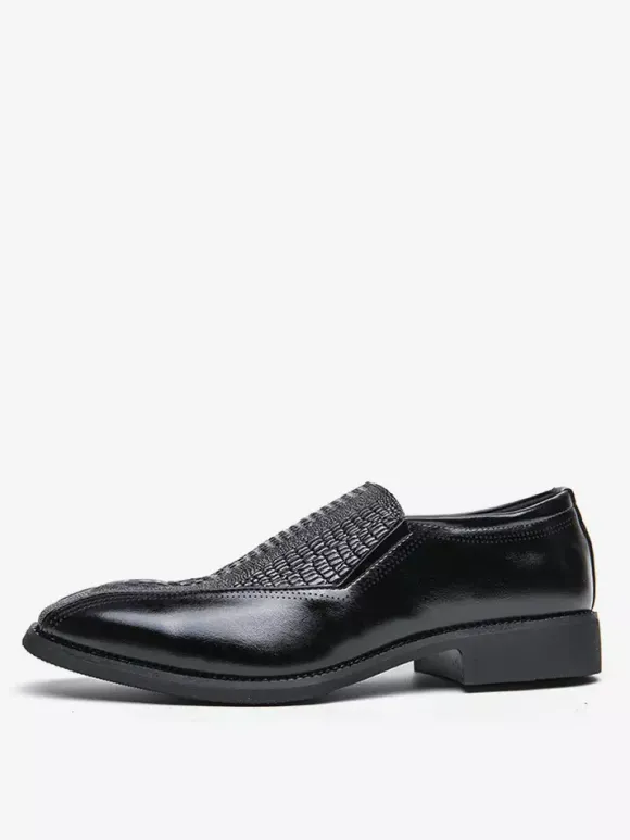 Mocassins classiques à enfiler pour hommes imprimés en cuir talons bas épais chaussures habillées rétro à bout pointu confortables légères et antidérapantes