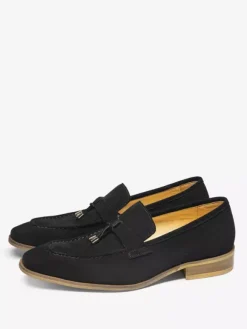 Mocassins classiques pour homme en daim cuir et détails métalliques avec pompons