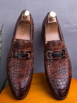 Mocassins décontractés à bout rond pour hommes chaussures en cuir
