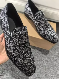 Mocassins de bal pour hommes bout carré chaussures habillées à enfiler