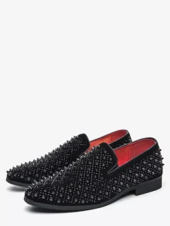 Mocassins en cuir à strass pour homme confortables à enfiler classiques pointus pour smoking soirée bal mariage