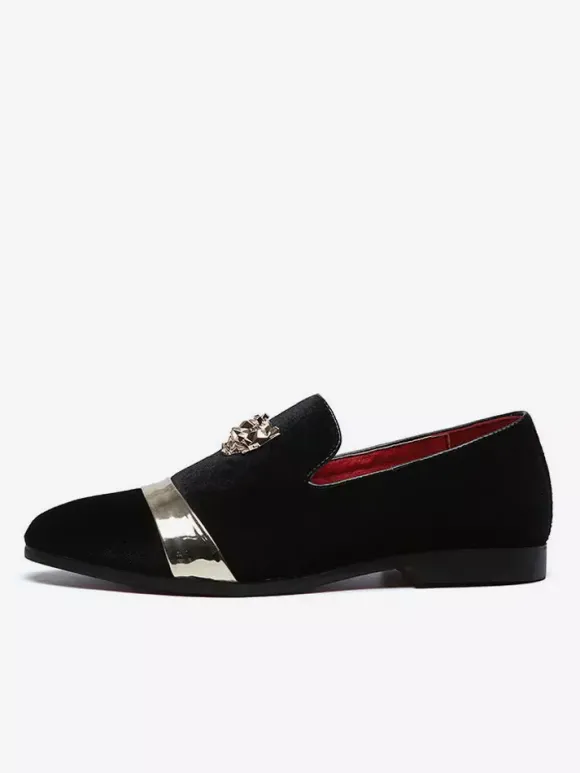 Mocassins en daim pour hommes bout rond chaussures plates à enfiler pour les bals de fin d'année