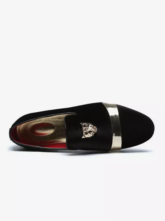 Mocassins en daim pour hommes bout rond chaussures plates à enfiler pour les bals de fin d'année