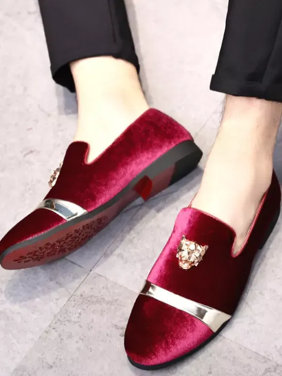 Mocassins en daim pour hommes bout rond chaussures plates à enfiler pour les bals de fin d'année