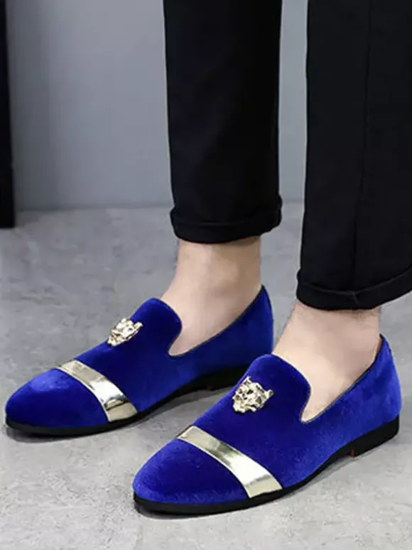 Mocassins en daim pour hommes bout rond chaussures plates à enfiler pour les bals de fin d'année