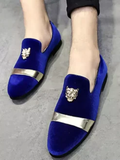 Mocassins en daim pour hommes bout rond chaussures plates à enfiler pour les bals de fin d'année