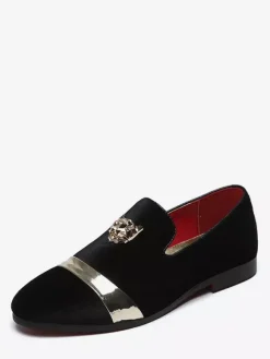 Mocassins en daim pour hommes bout rond chaussures plates à enfiler pour les bals de fin d'année