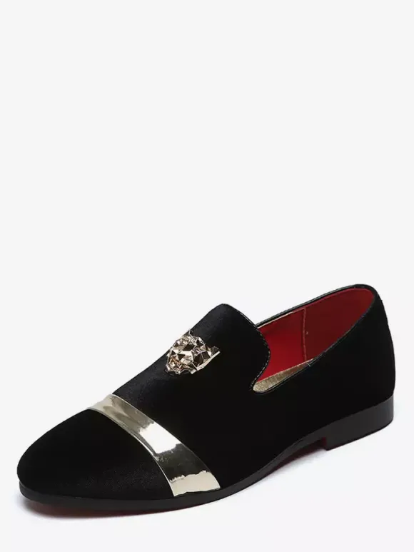 Mocassins en daim pour hommes bout rond chaussures plates à enfiler pour les bals de fin d'année