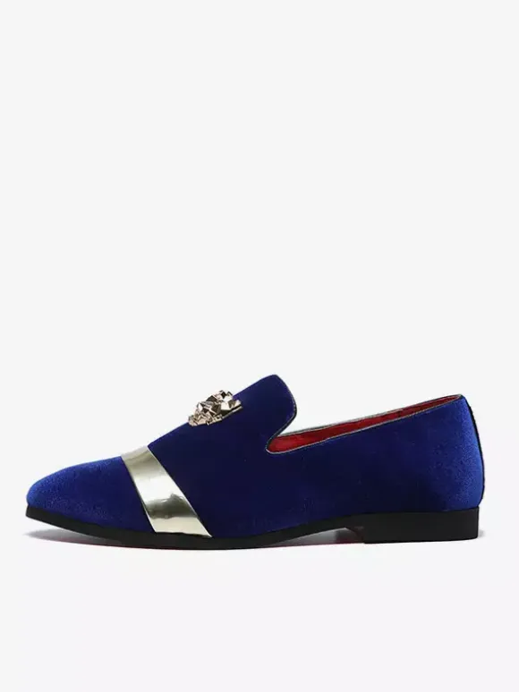 Mocassins en daim pour hommes bout rond chaussures plates à enfiler pour les bals de fin d'année