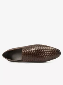 Mocassins noirs pour hommes bout rond en cuir de vachette chaussures habillées à enfiler