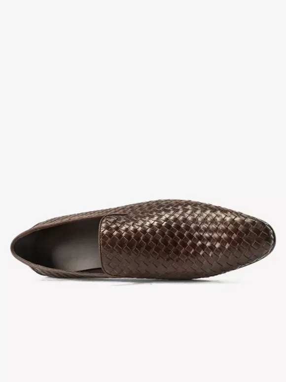 Mocassins noirs pour hommes bout rond en cuir de vachette chaussures habillées à enfiler