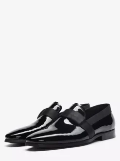 Mocassins noirs pour homme bout rond en cuir véritable.
