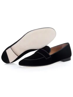 Mocassins noirs pour hommes en daim à bout rond  chaussures de bal de promo  de mariage